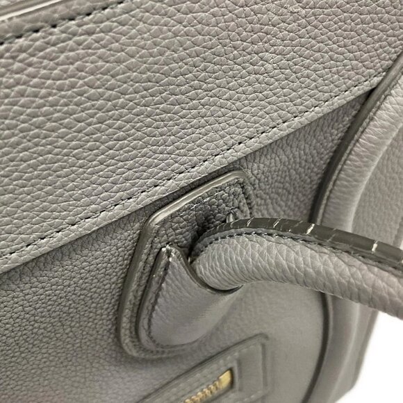 Auth CELINE Luggage Micro Shopper - Gray Leather Handbag - Picture 11 of 15